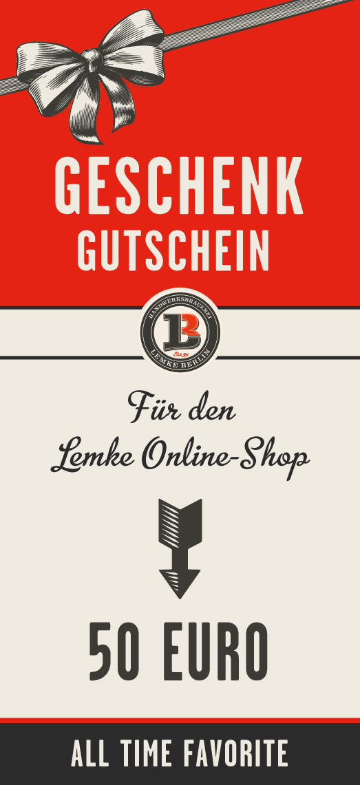 GESCHENK-GUTSCHEIN 50 € | Lemke | Berlin den Online-Shop für Lemke Brauerei Berlin –