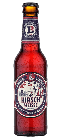 Lade das Bild in den Galerie-Viewer, Flasche der Kirsch Weisse von Brauerei Lemke Berlin in Frontalansicht